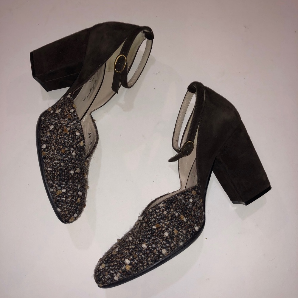 Robert Clergerie Suede & Boucle D'Orsay Pumps - Picture 4 of 5